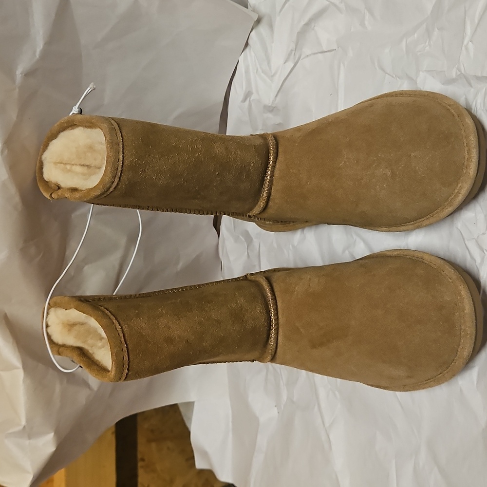NWT BearPaw Tan Suede Mid Calf Boots Womens Size 7 - Picture 3 of 9